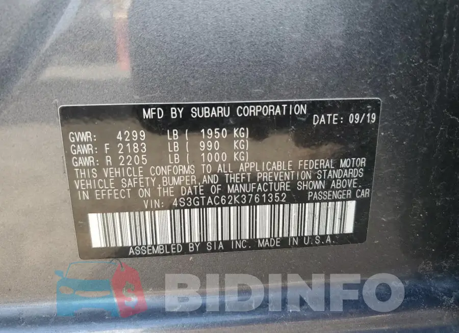 4S3GTAC62K3761352 Photo# 12