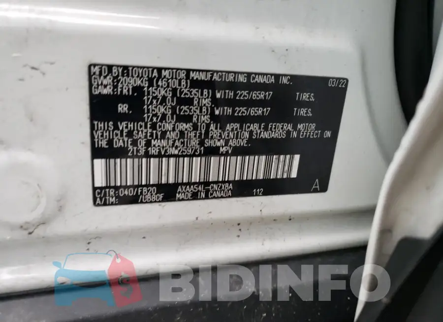2T3F1RFV3NW259731 Photo# 12