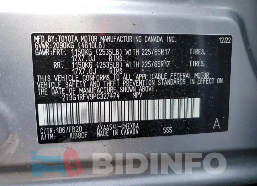 2T3G1RFV9PC327474 Photo# 13