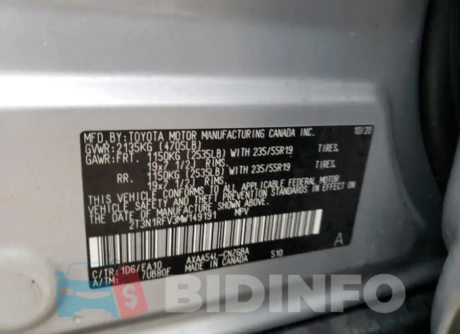 2T3N1RFV3MW149191 Photo# 12