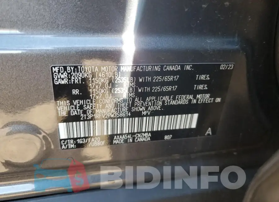 2T3P1RFV2PW358614 Photo# 12