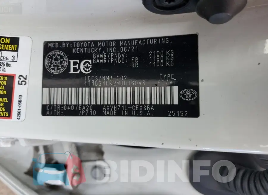 4T1B21HK2MU016046 Photo# 12