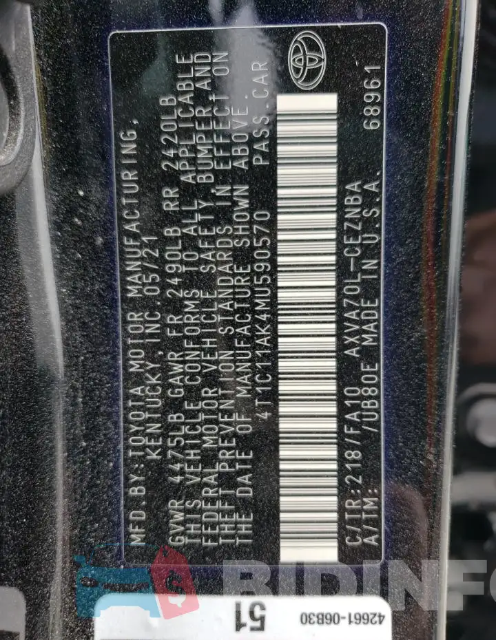 4T1C11AK4MU590570 Photo# 13