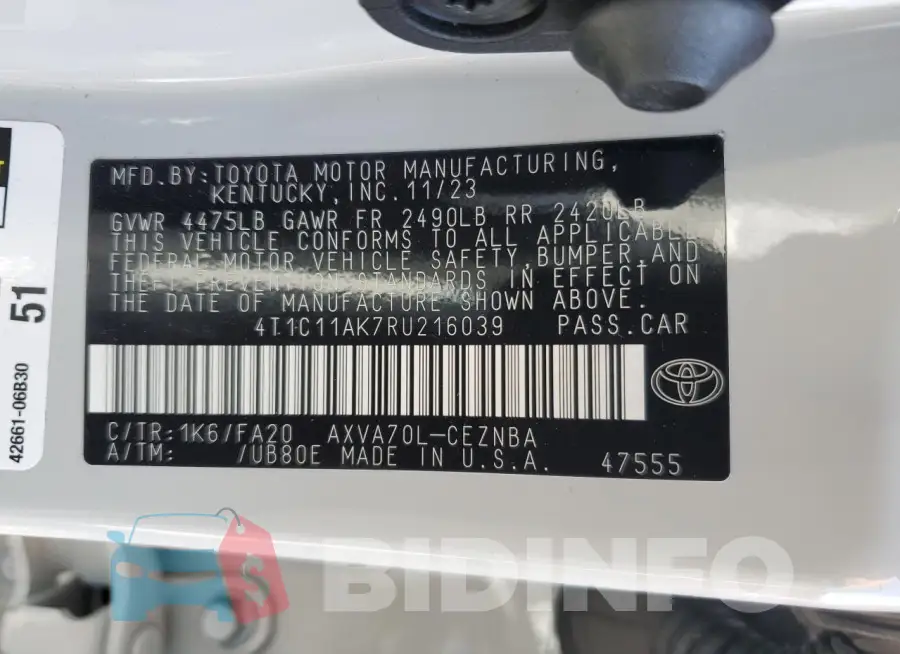 4T1C11AK7RU216039 Photo# 12
