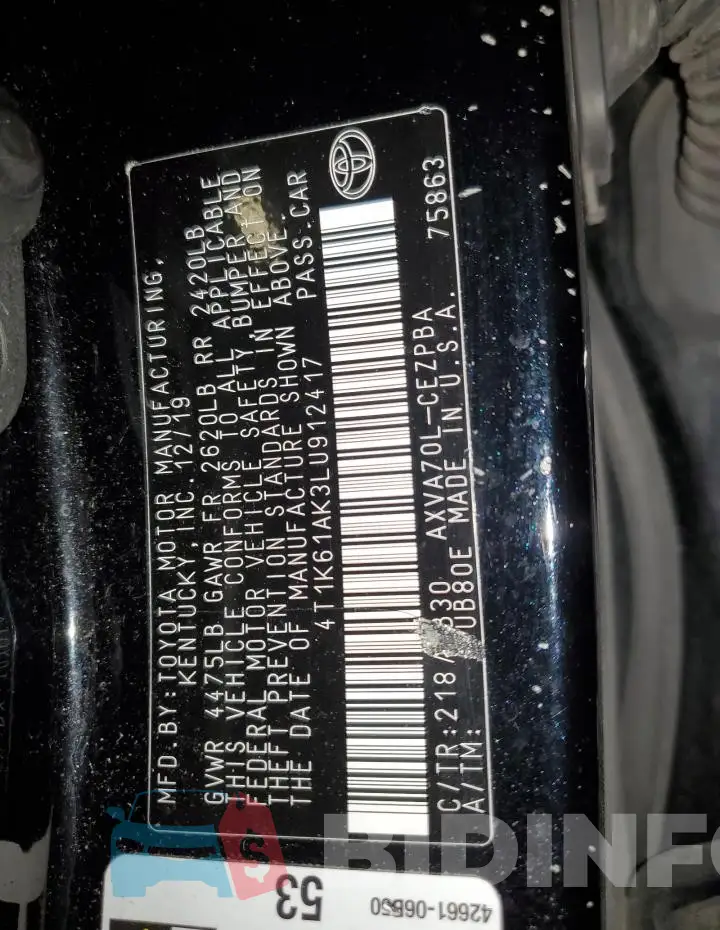 4T1K61AK3LU912417 Photo# 12