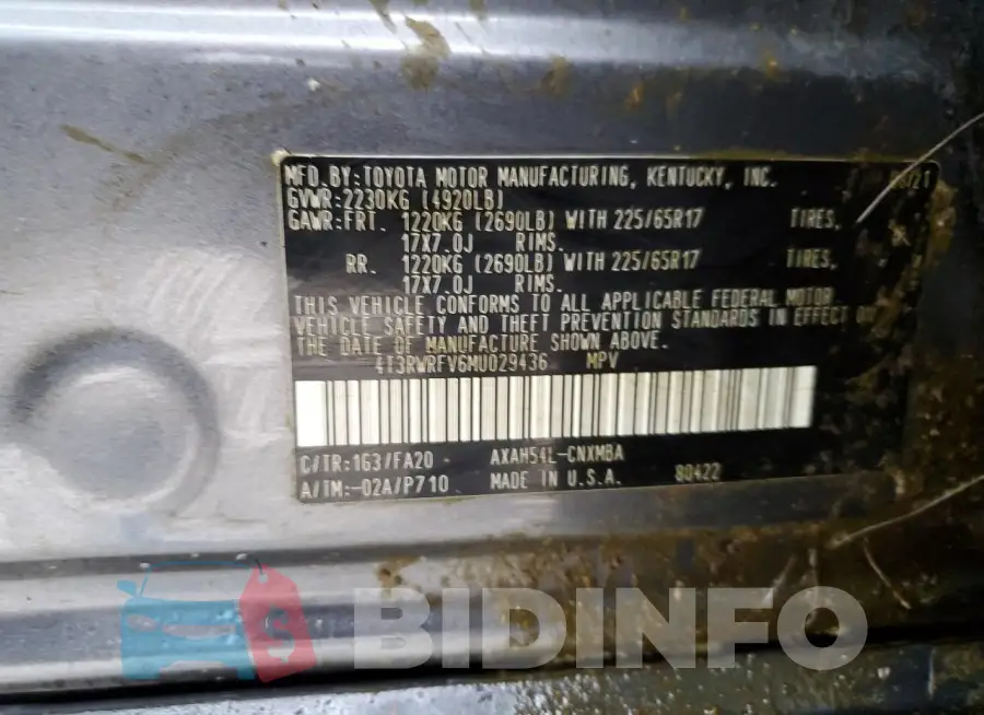 4T3RWRFV6MU029436 Photo# 12