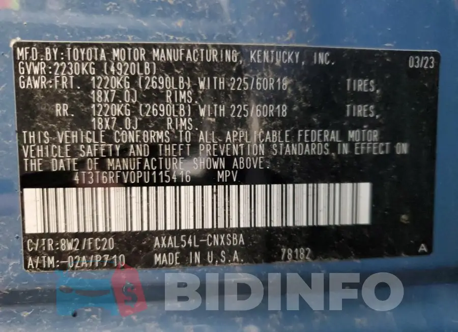 4T3T6RFV0PU115416 Photo# 14