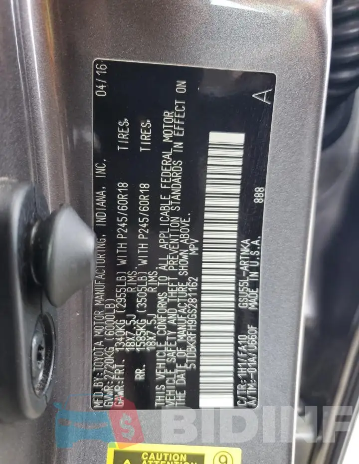 5TDBKRFH9GS281162 Photo# 14