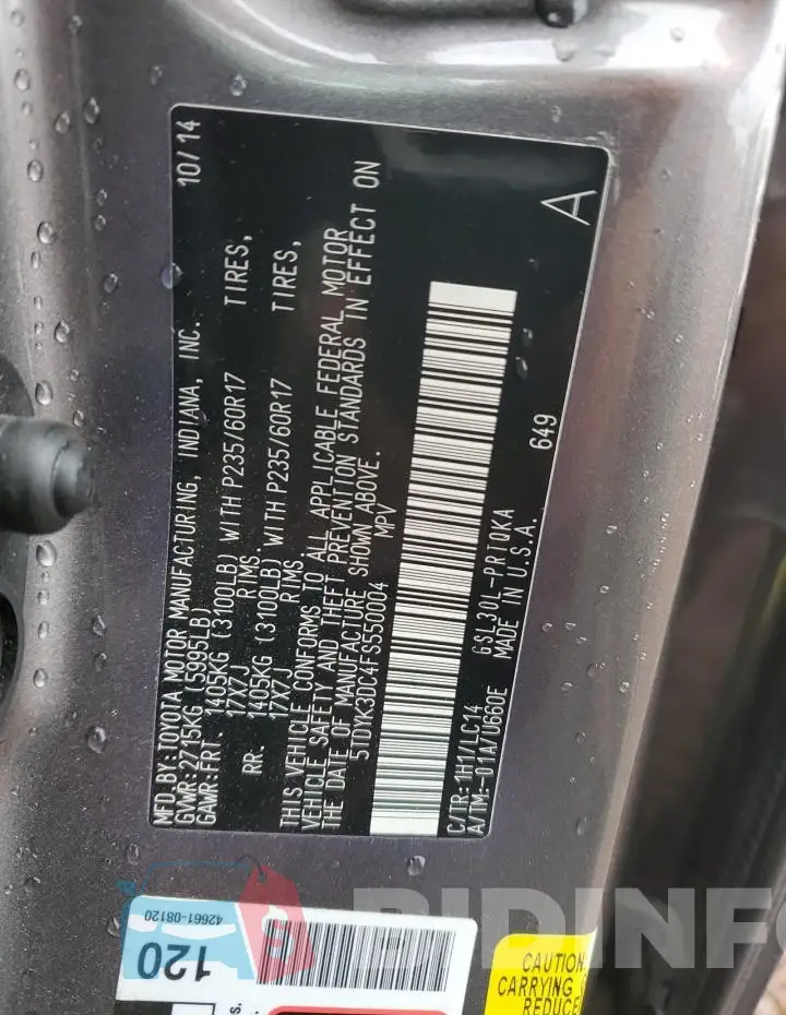 5TDYK3DC4FS550004 Photo# 12