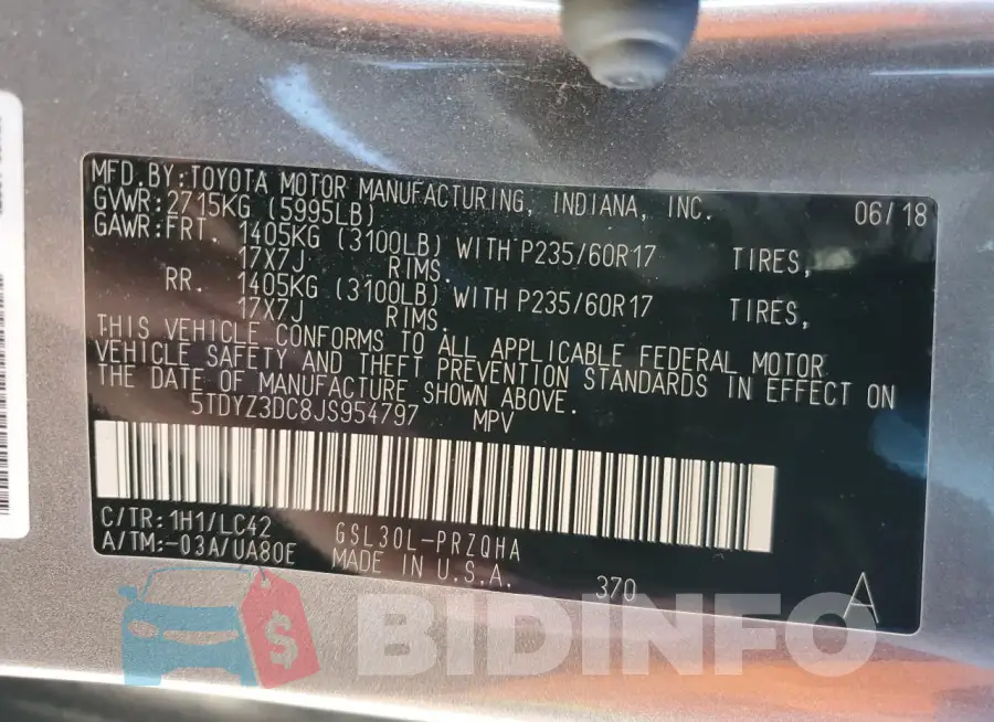 5TDYZ3DC8JS954797 Photo# 13