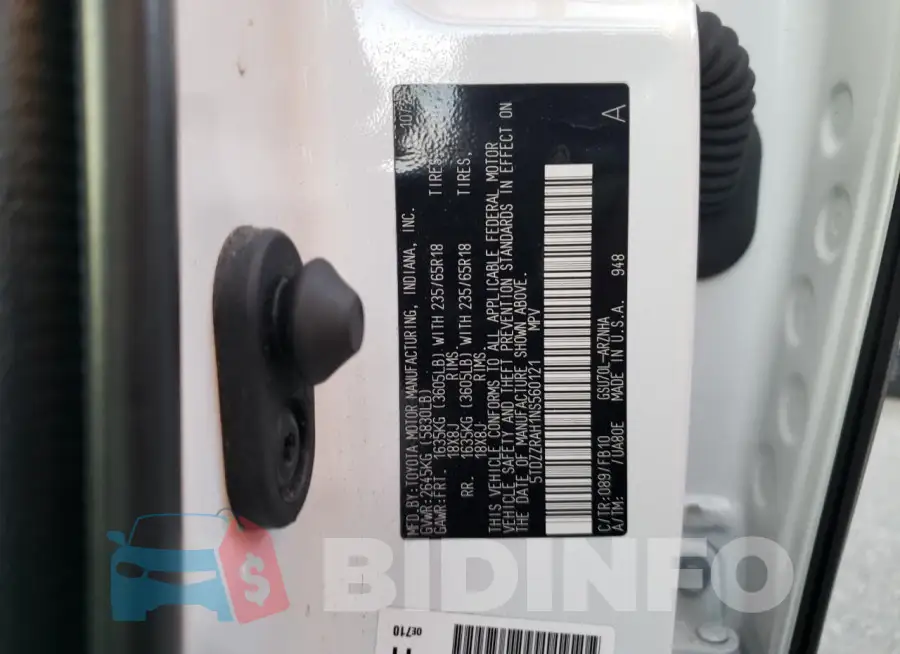 5TDZZRAH1NS560121 Photo# 14