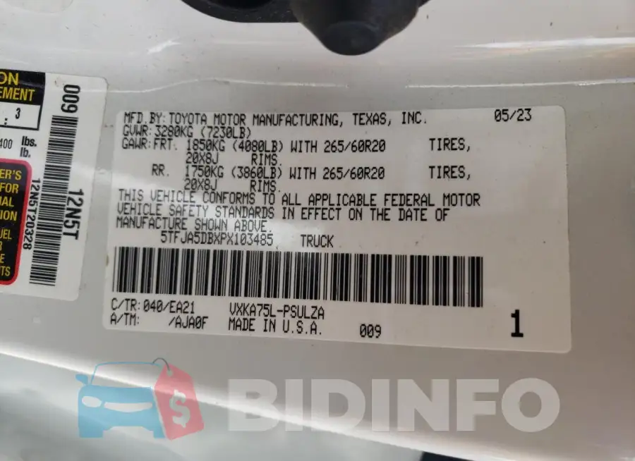 5TFJA5DBXPX103485 Photo# 12