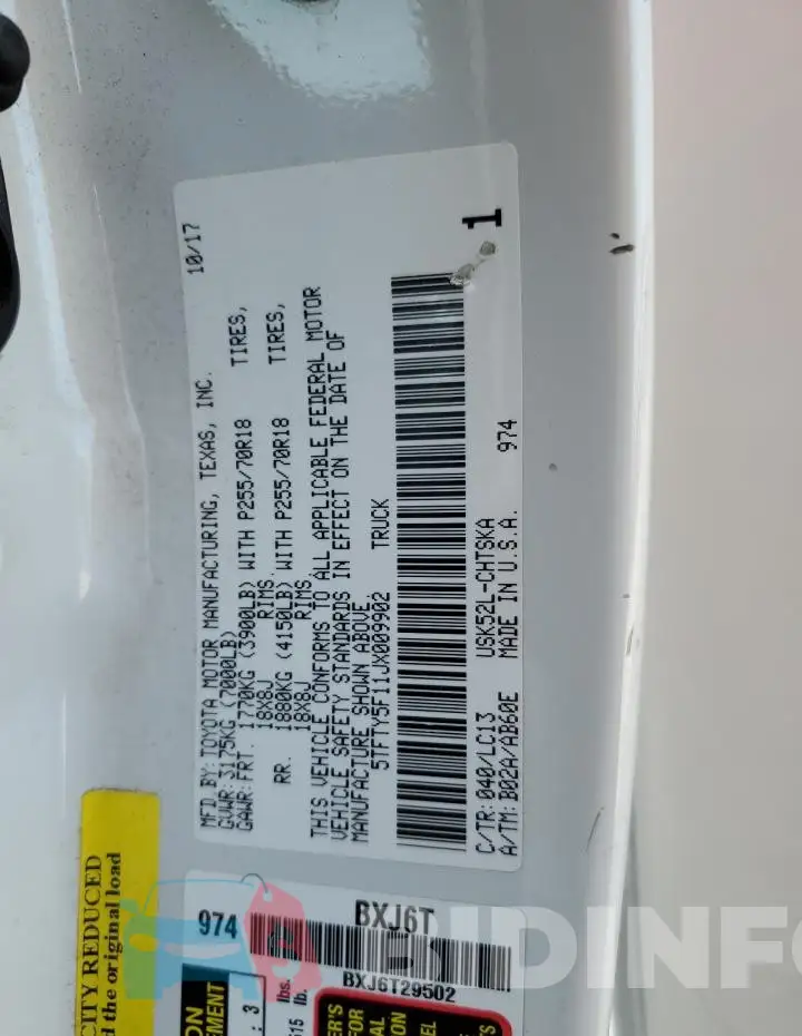 5TFTY5F11JX009902 Photo# 12