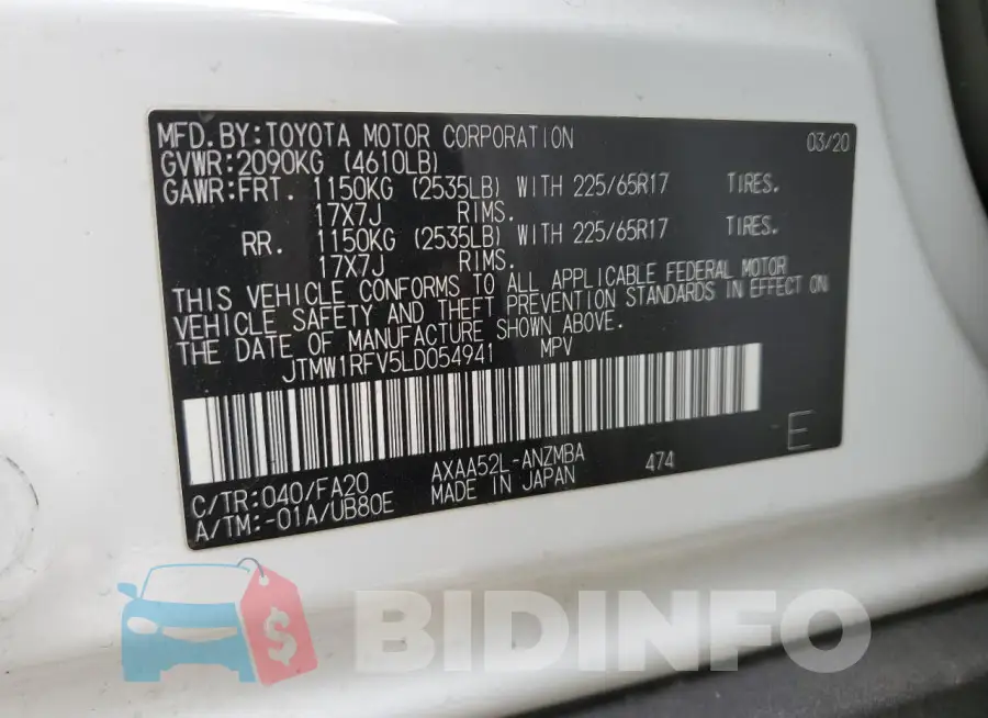 JTMW1RFV5LD054941 Photo# 12