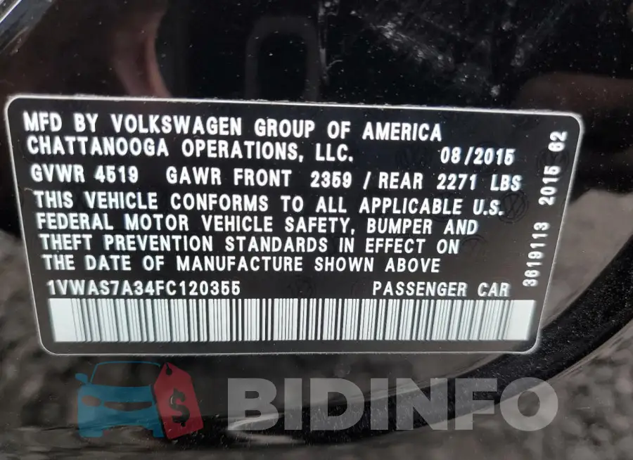 1VWAS7A34FC120355 Photo# 13