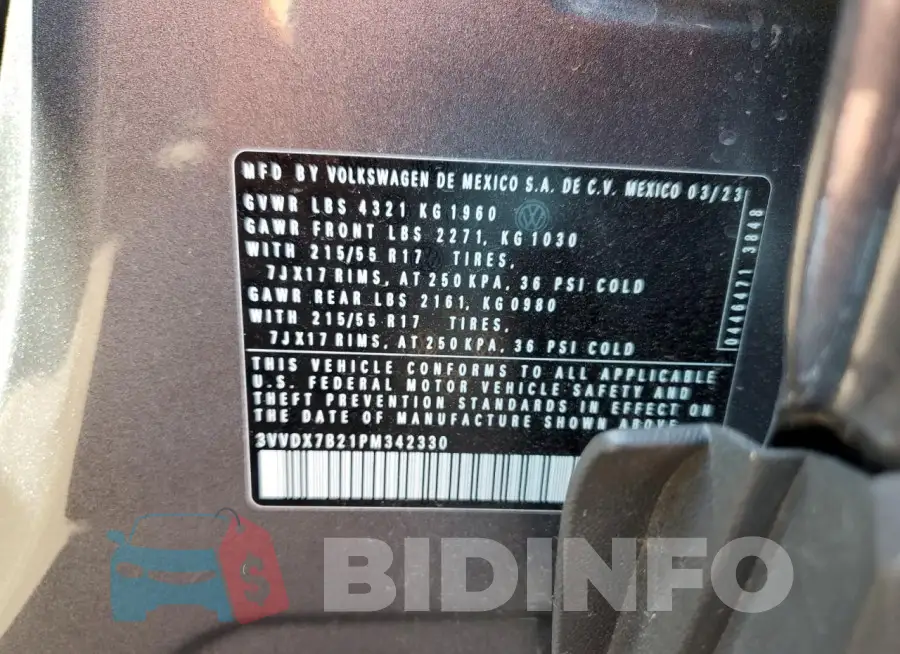 3VVDX7B21PM342330 Photo# 14