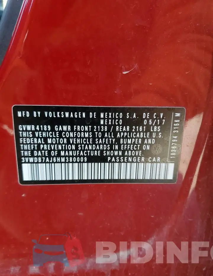 3VWDB7AJ6HM380009 Photo# 12