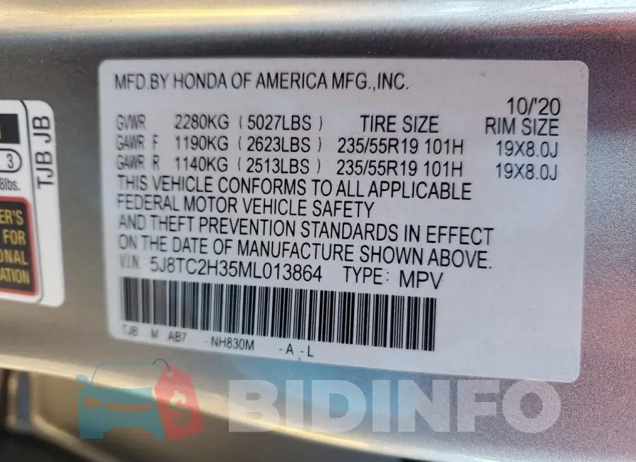5J8TC2H35ML013864 Photo# 12