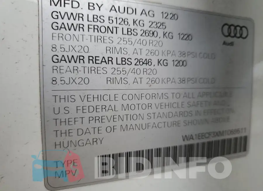 WA1EECF3XM1069511 Photo# 14