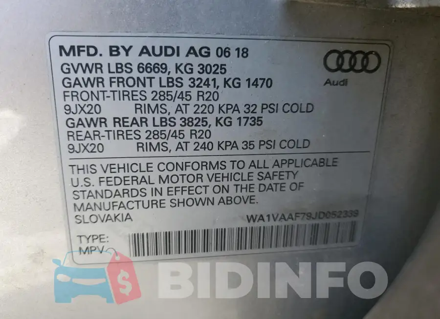 WA1VAAF79JD052339 Photo# 13