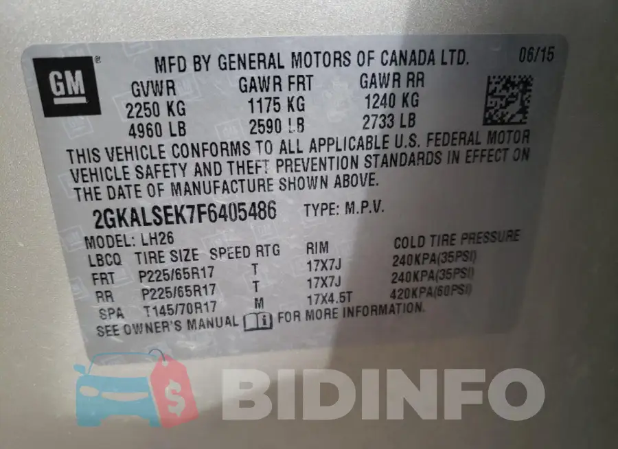 2GKALSEK7F6405486 Photo# 14