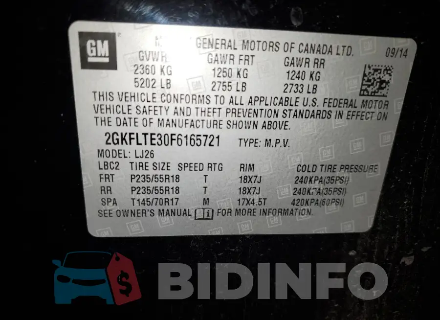 2GKFLTE30F6165721 Photo# 13