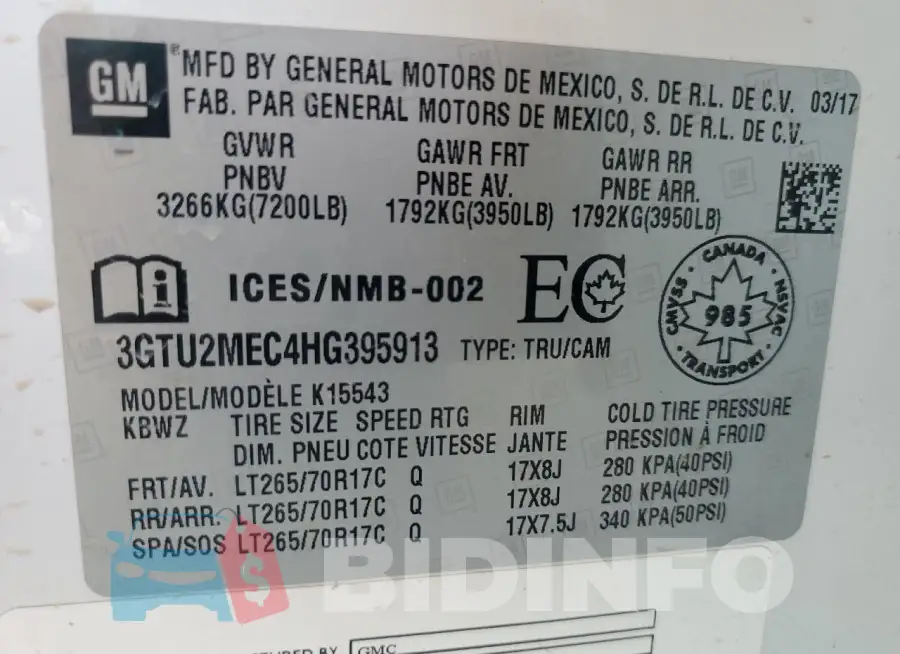 3GTU2MEC4HG395913 Photo# 12