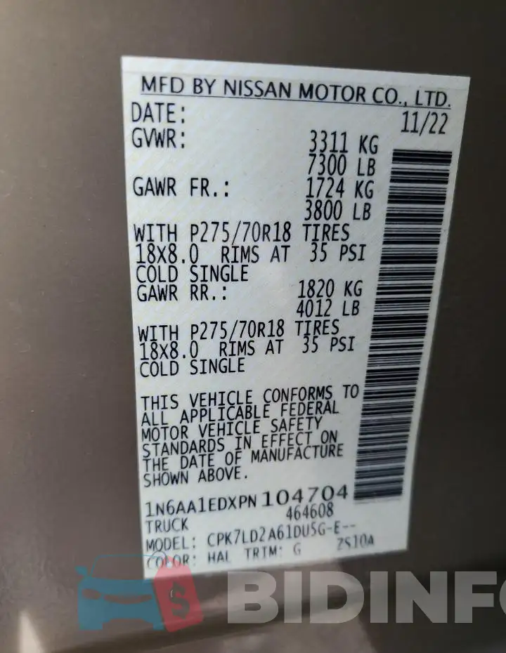1N6AA1EDXPN104704 Photo# 13