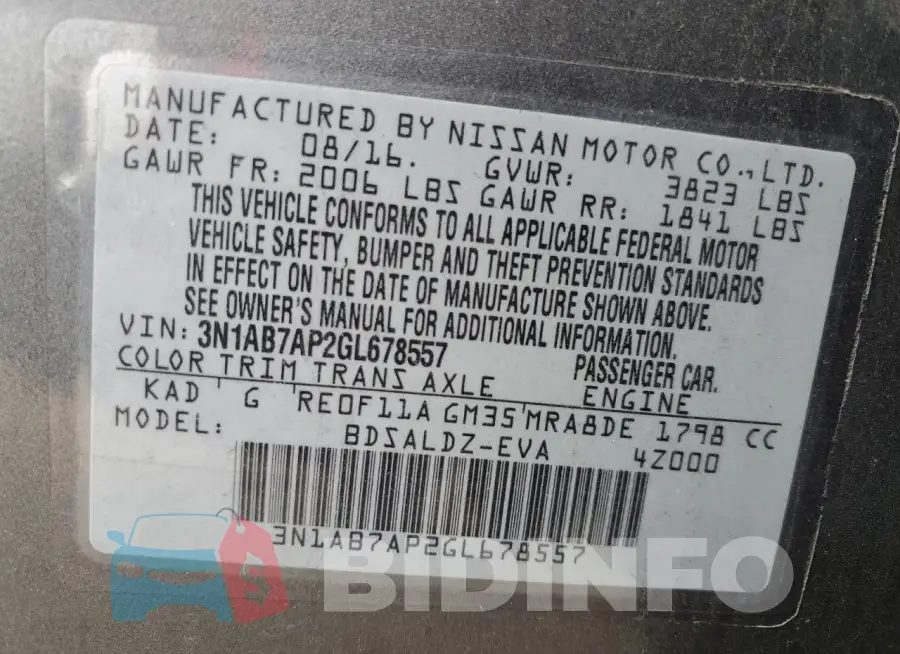 3N1AB7AP2GL678557 Photo# 13