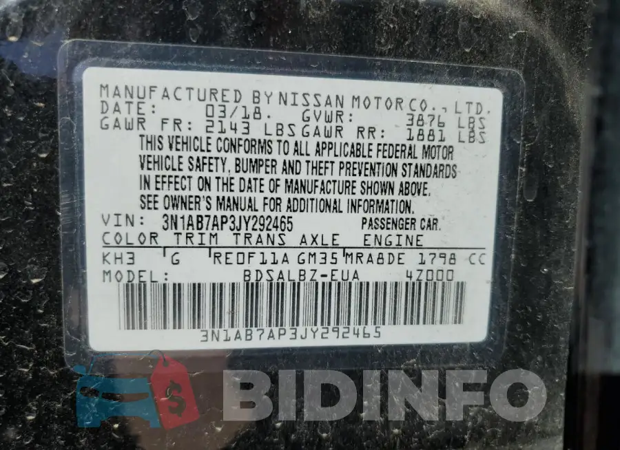 3N1AB7AP3JY292465 Photo# 13
