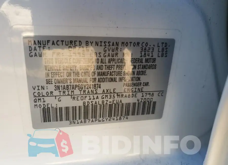 3N1AB7AP6GY241874 Photo# 12