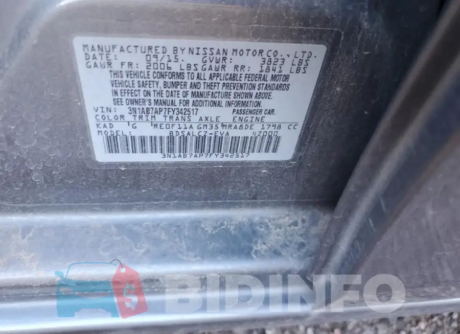 3N1AB7AP7FY342517 Photo# 12