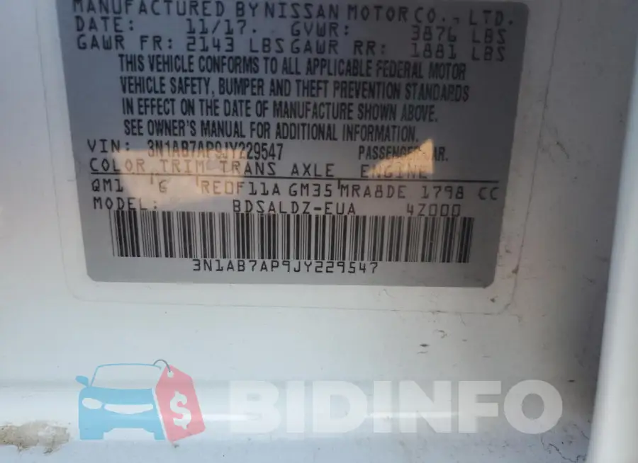 3N1AB7AP9JY229547 Photo# 13