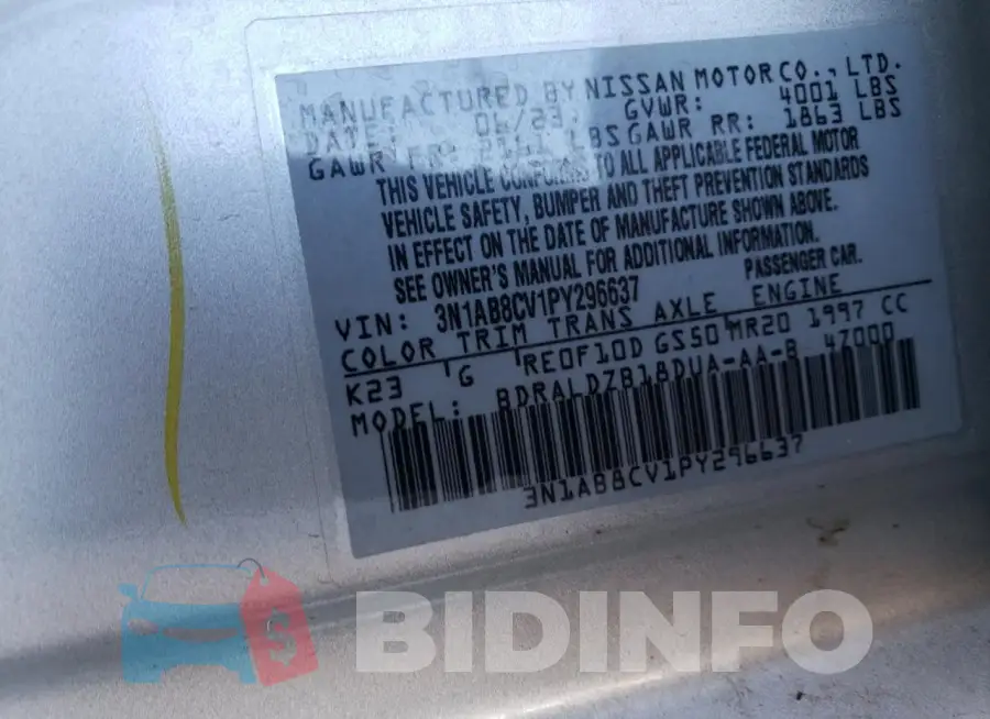 3N1AB8CV1PY296637 Photo# 12