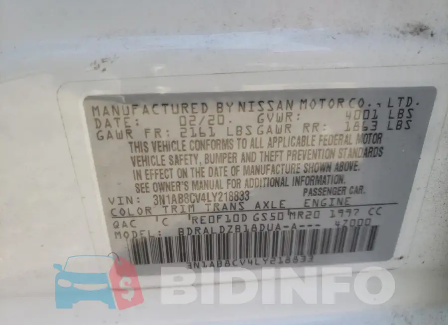 3N1AB8CV4LY218833 Photo# 12