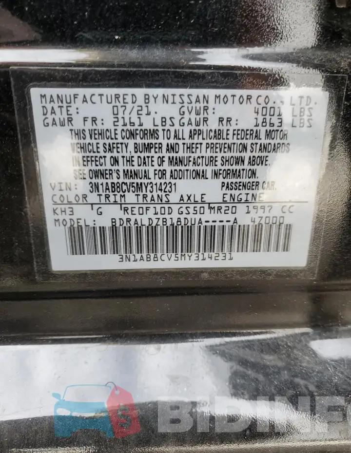 3N1AB8CV5MY314231 Photo# 12