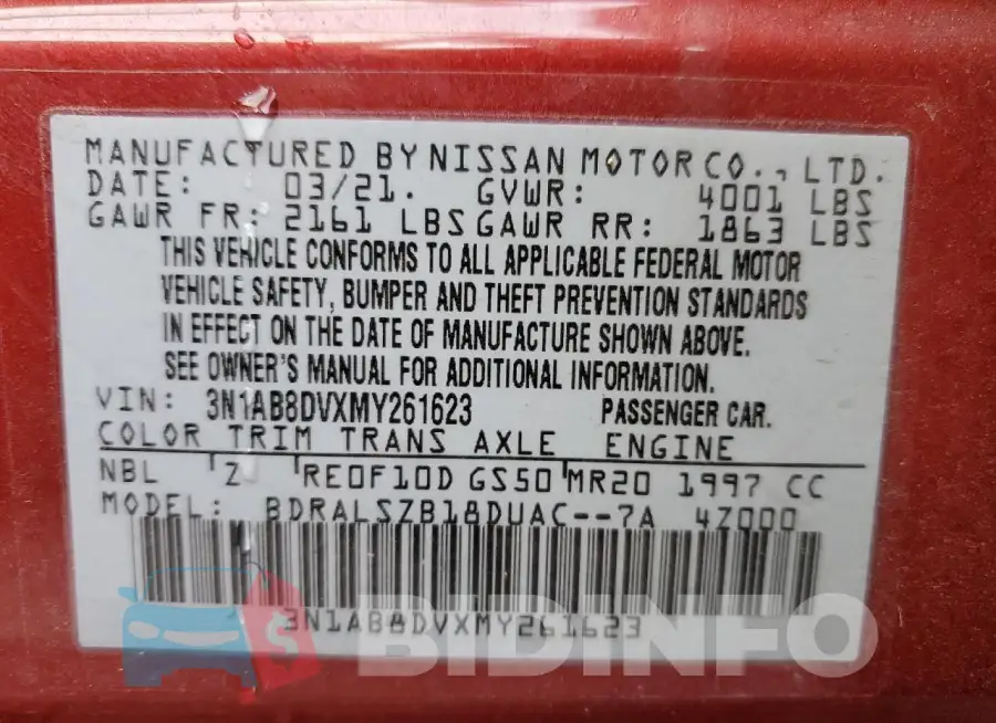 3N1AB8DVXMY261623 Photo# 12