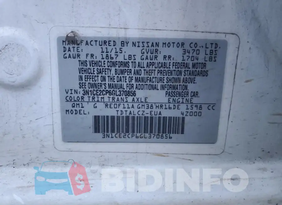 3N1CE2CP6GL370856 Photo# 12