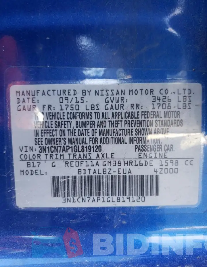 3N1CN7AP1GL819120 Photo# 13