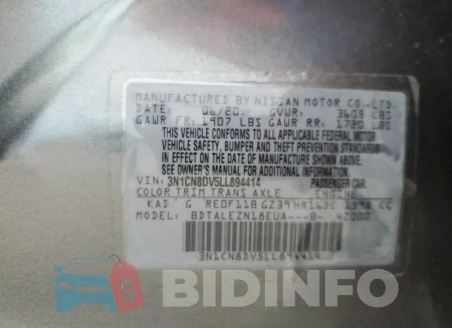 3N1CN8DV5LL894414 Photo# 12