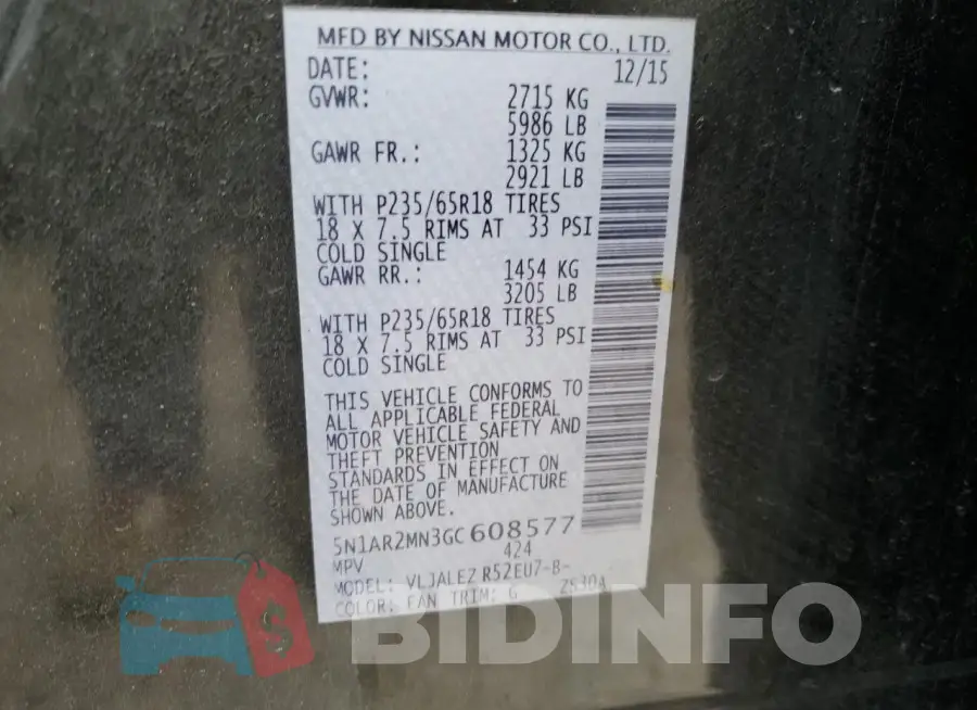 5N1AR2MN3GC608577 Photo# 13