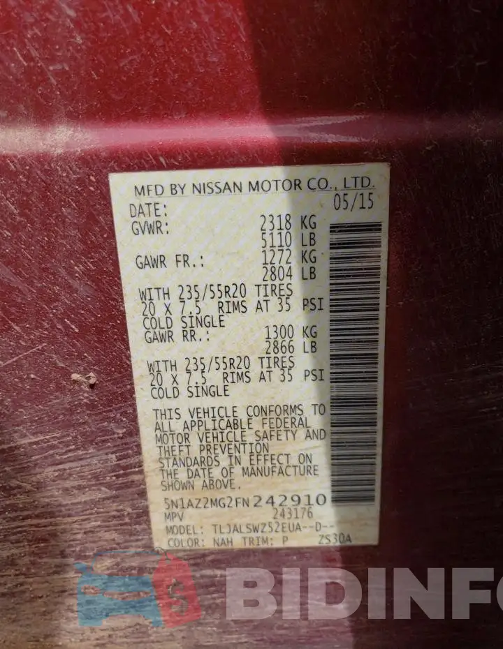5N1AZ2MG2FN242910 Photo# 12