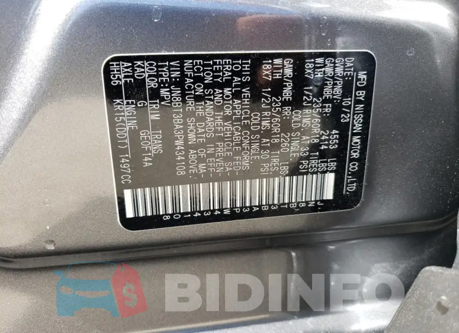 JN8BT3BA3PW434108 Photo# 13
