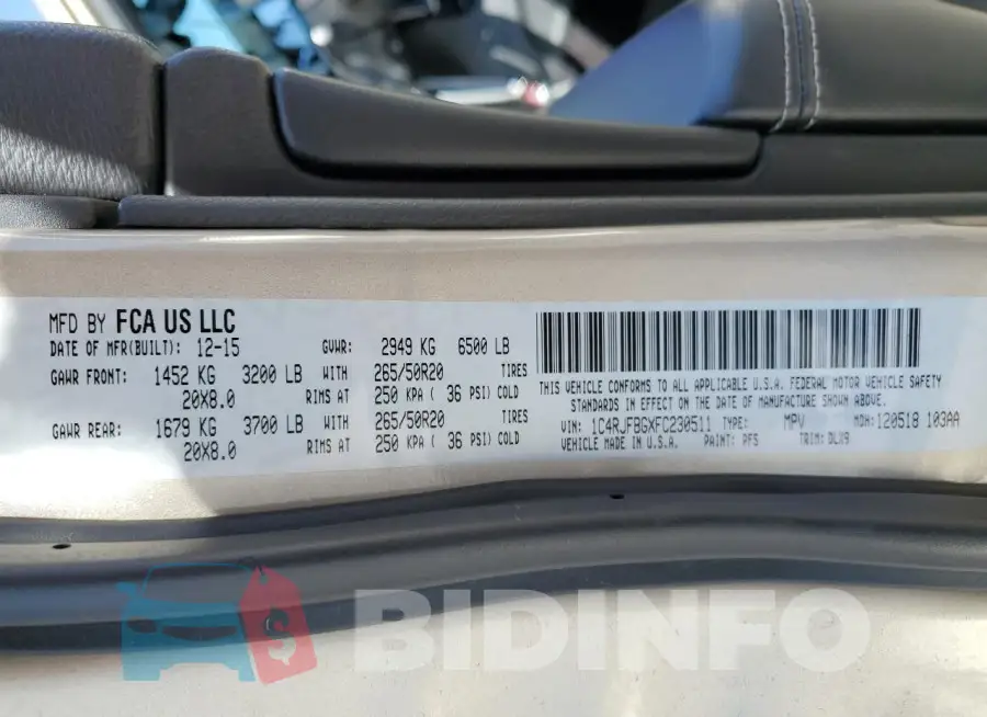 1C4RJFBGXFC230511 Photo# 13