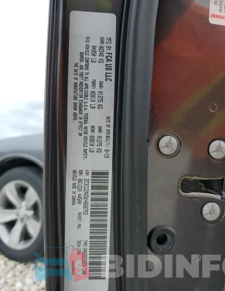 2C3CDZAG5KH668753 Photo# 12