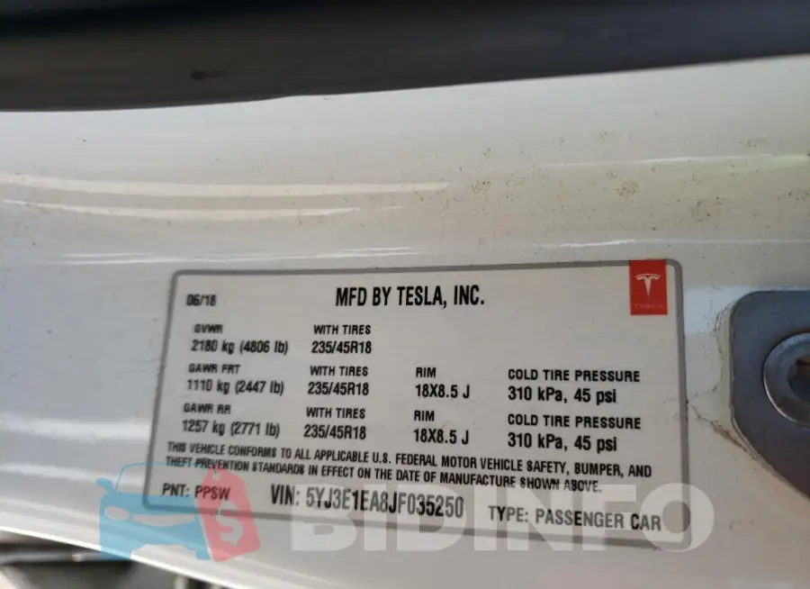 5YJ3E1EA8JF035250 Photo# 12