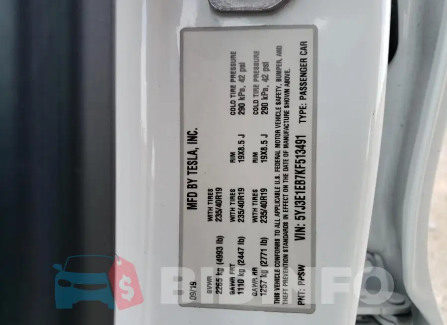 5YJ3E1EB7KF513491 Photo# 13