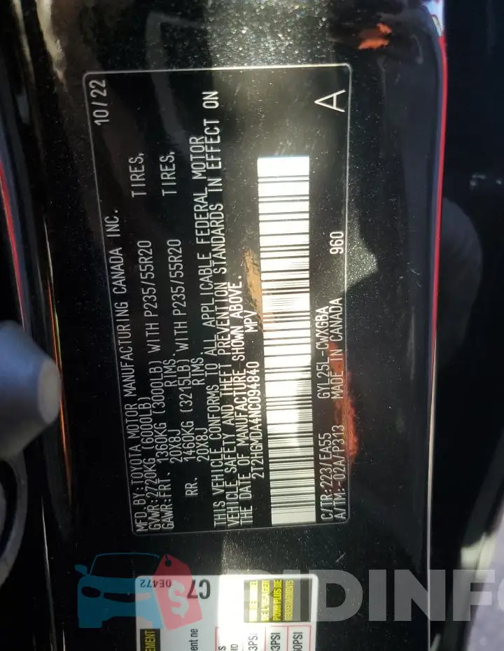2T2HGMDA4NC094840 Photo# 12
