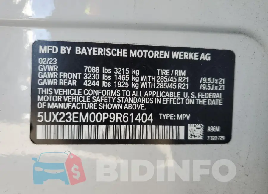 5UX23EM00P9R61404 Photo# 13
