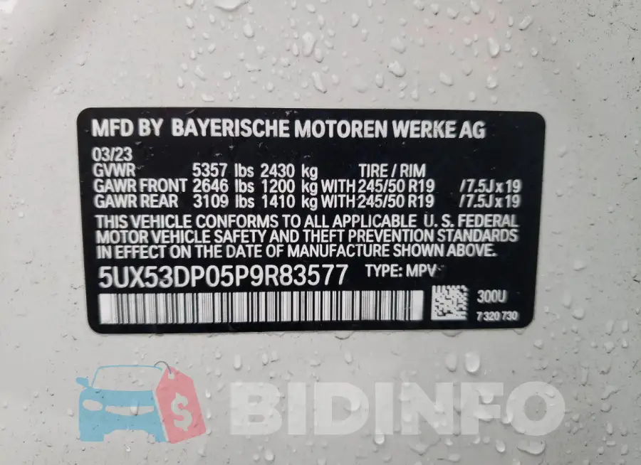 5UX53DP05P9R83577 Photo# 12